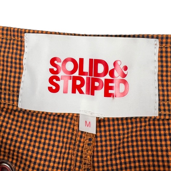 Solid & Striped Mens Medium Shorts Orange Blue Checks Polyamide Pockets EUC - Picture 10 of 14